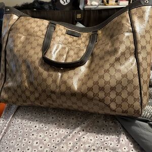 Gucci Beige/Brown GG Monogram Duffel Bag